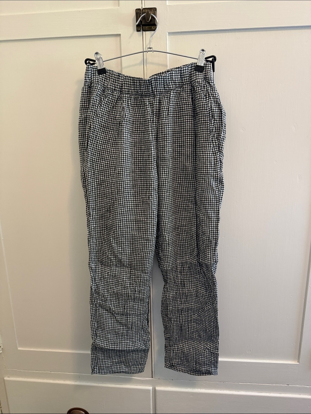 Eileen Fisher Black & White Gingham Cropped Relaxed Pants